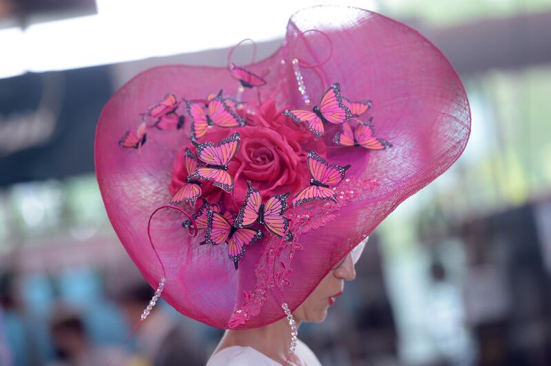 A general view of a racegoer's fascinator during Royal Ascot 2021 at Ascot Racecourse in Ascot, England. Getty Images