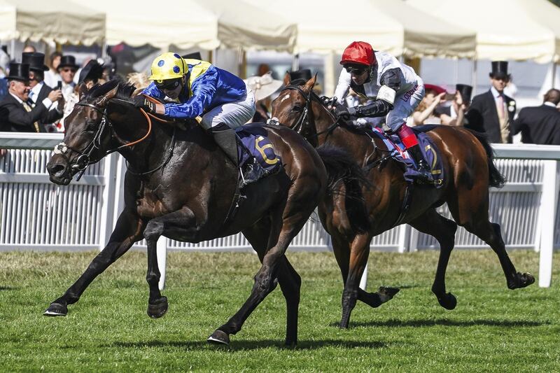 ASCOT, ENGLAND - JUNE 20: James Doyle riding Poet's Word (L) win The Prince of Wale's Stakes from Cracksman (R) on day 2 of Royal Ascot at Ascot Racecourse on June 20, 2018 in Ascot, England. (Photo by Alan Crowhurst/Getty Images for Ascot Racecourse)