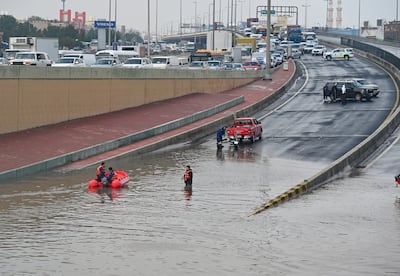 A flooded street in Kuwait City on Jauwary 2, 2021 following heavy rain. EPA
