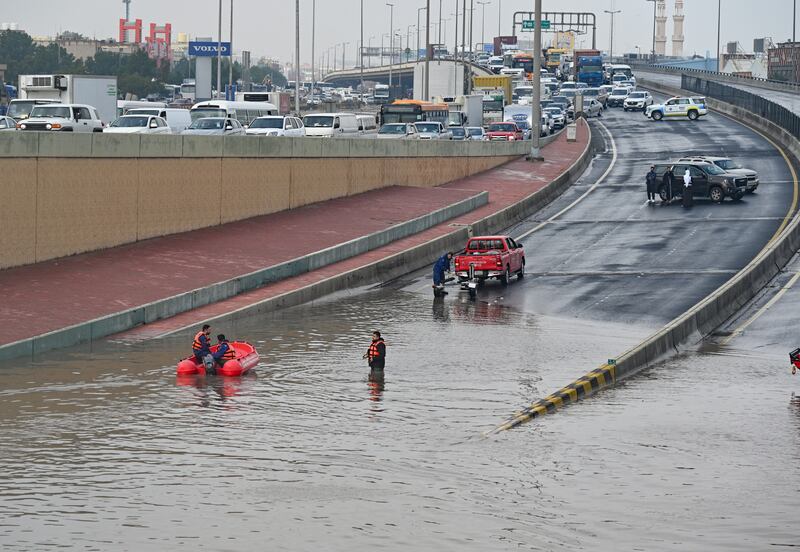 A flooded street following heavy rain in Kuwait City. EPA