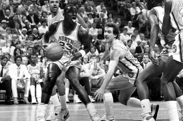 North Carolina's Michael Jordan (23) during an ACC Tournament in Atlanta on March 11, 1983. AP