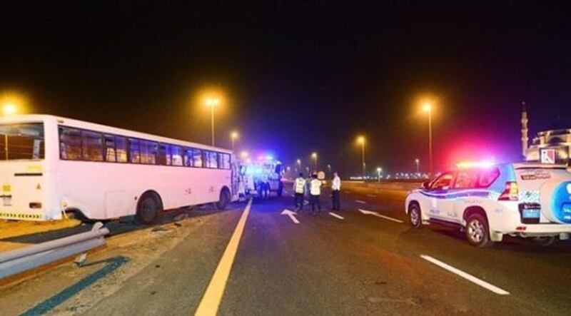 A bus crash scene in Sharjah last year. Twenty one people were taken to hospital.