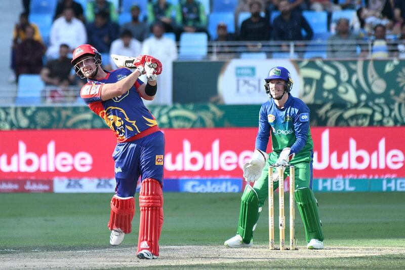Karachi's Liam Livingstone top scored for his side with 82 off 43 balls in their match with Multan Sultans. Image courtesy of Pakistan Cricket Board