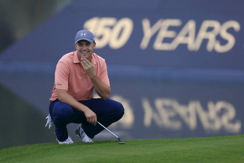 Jordan Spieth reacts during the third round of the WGC-HSBC Champions tournament in Shanghai on Saturday. Aly Song / Reuters / November 7, 2015