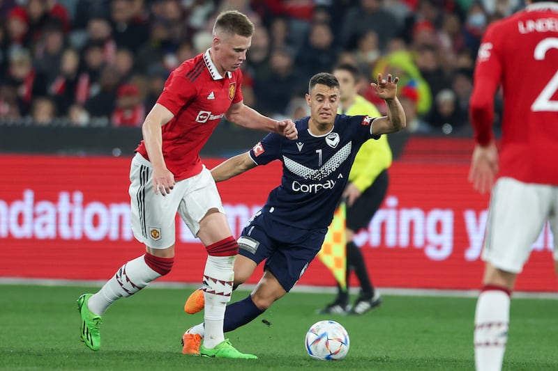 Manchester United's Scott McTominay battles for the ball. AP