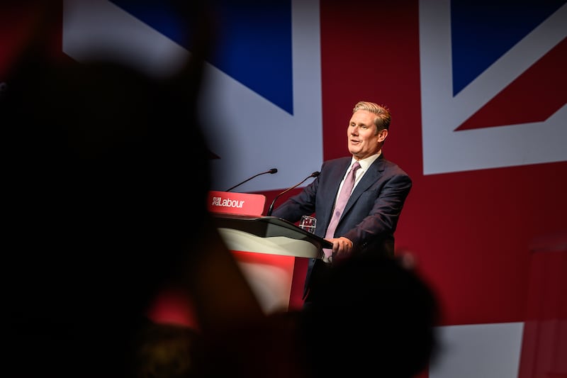 Mr Starmer addresses delegates at the National Annual Women's Conference in Liverpool in October 2023. Getty Images