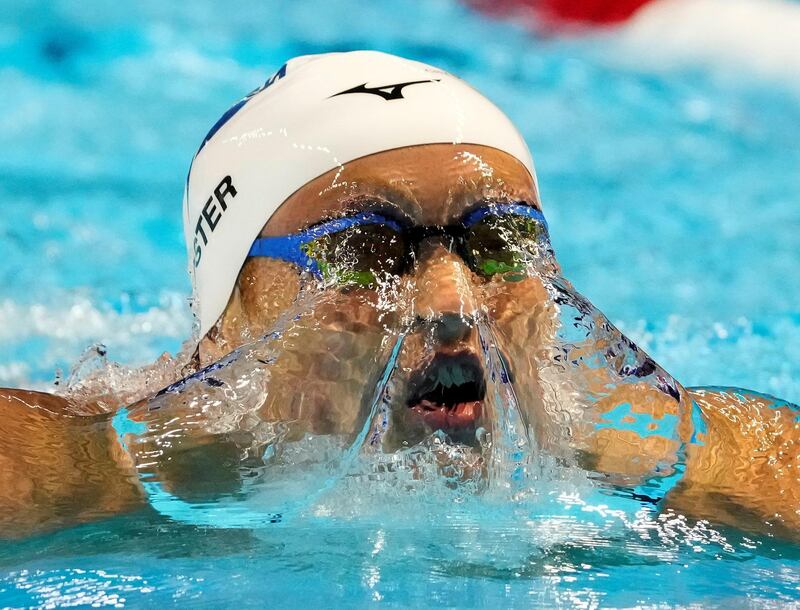 Jake Foster during the men's 200m breastroke prelims at the US Olympic swimming trials at CHI Health Centre  in Omaha, Nebraska, on Wednesday, June 15. Reuters