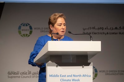 Patricia Espinosa, executive secretary of the United Nations Framework Convention on Climate Change, spoke of the stern challenges facing the world. Antonie Robertson / The National