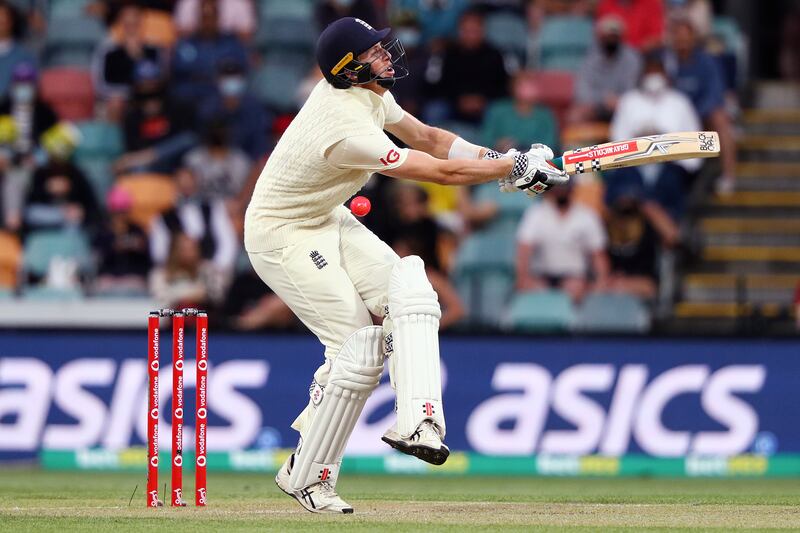 England's Zak Crawley is struck by a delivery from Australia bowler Pat Cummins. AP