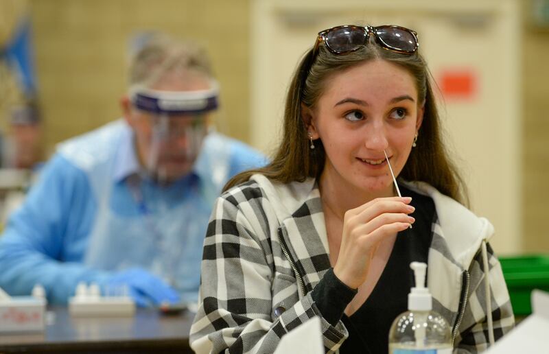 A Year 11 pupil getting tested at Wey Valley Academy in Weymouth. Getty Images