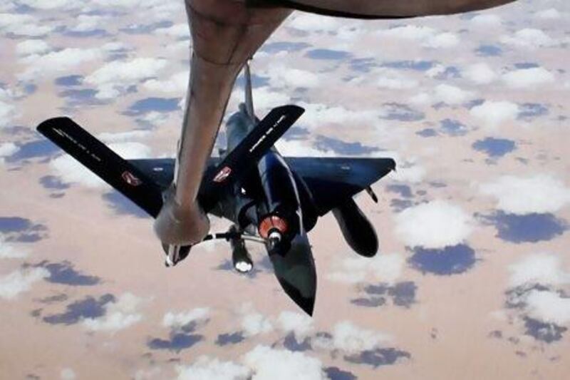A video grab taken from a clip released by the French Army shows a French Mirage 2000D jet flying over Mali.