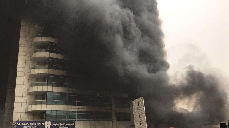 <p>A close-up of the fire at Zen Tower. Courtesy Lubna Nassor