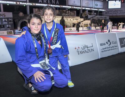 Abu Dhabi, UAE,  April 20, 2018.  3. (L-R)  Leena Al Hakeem and Mariam Akeil  at the Mubadala Arena.
Victor Besa / The National
Sports
Reporter: Amith Passela