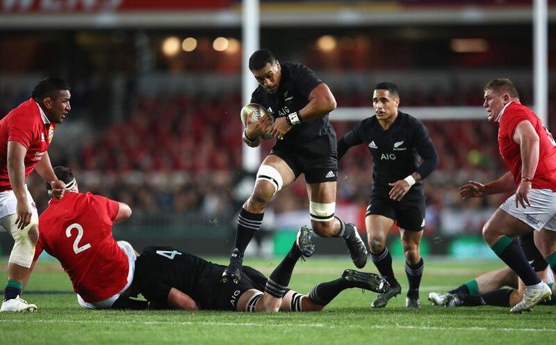 Jerome Kaino breaks the line during the first Test between the All Blacks and the British & Irish Lions at Eden Park on Saturday. Phil Walter / Getty Images