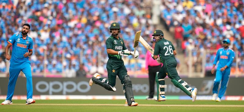 Pakistan's Imam-ul-Haq and Abdullah Shafique run between the wickets. AP 