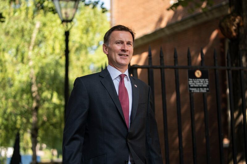 Foreign Secretary Jeremy Hunt arrives for a cabinet meeting in 10 Downing Street on the day of the leadership announcement.  EPA