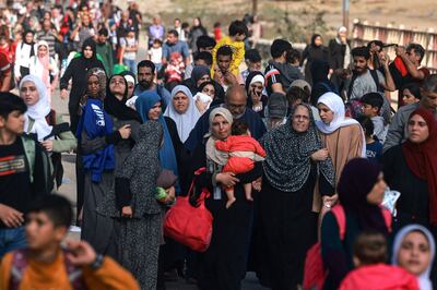 Palestinians fleeing Gaza city by heading south. AFP