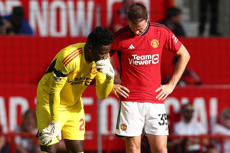 Jonny Evans: 6/10 - Beat Mbeumo to an early ball to loud cheers at Old Trafford, then blocked from Wissa. Death stare at Onana for poor first half ball. Tired pass gave Maupay a chance on 83 minutes, but played well. AFP