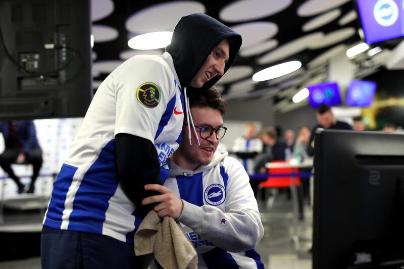 BRIGHTON, ENGLAND - FEBRUARY 12: Players attend the ePremier League Competitive Gaming Tournament - Brighton and Hove Albion at Amex Stadium on February 12, 2019 in Brighton, England. (Photo by Charlie Crowhurst/Getty Images for Premier League)