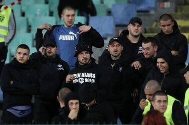 Bulgaria fans during the match against England on Monday night. Reuters