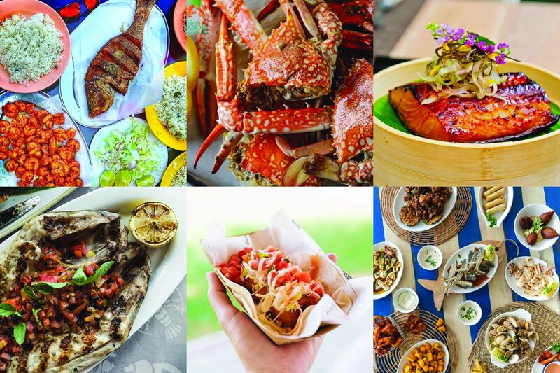 Clockwise from top left: Bu Qtair; Off the Hook; Catch; Ibn Albahr; The Maine, Oyster Bar & Grill; Fishmarket