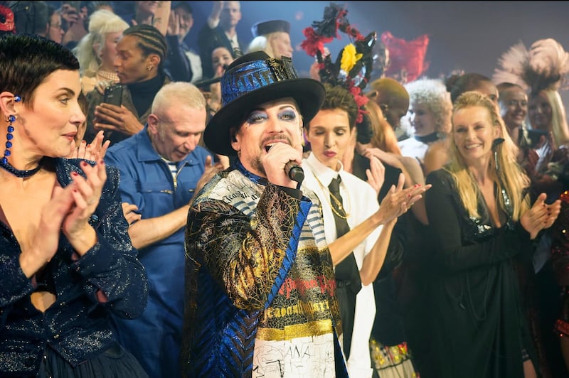 Boy George performs at the Jean Paul Gaultier 50th Birthday show in Paris, France. Getty