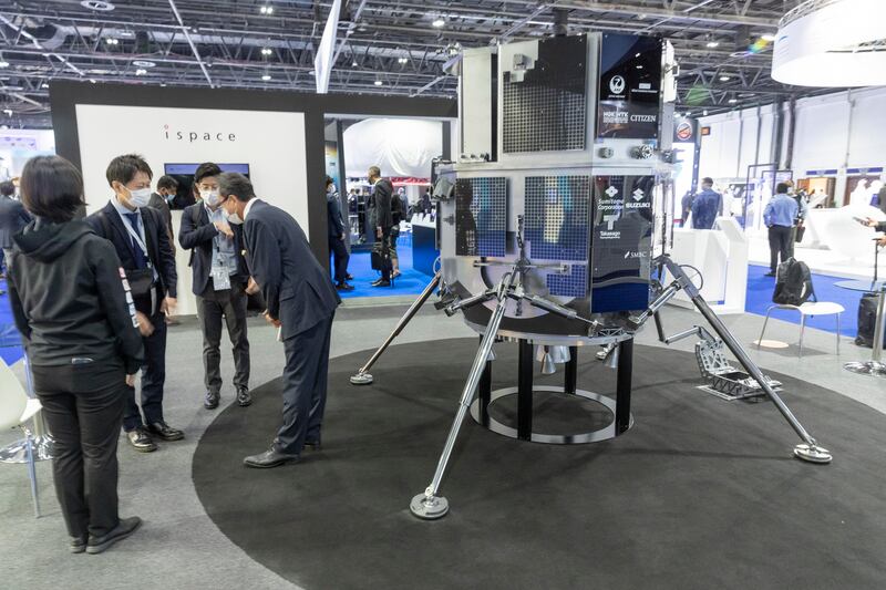 A replica of the Hakuto-R series 1 lander that will take the UAE's Rashid rover to the lunar surface in November this year. It was on display at International Astronautical Congress 2021 in Dubai. All photos: Antonie Robertson / The National