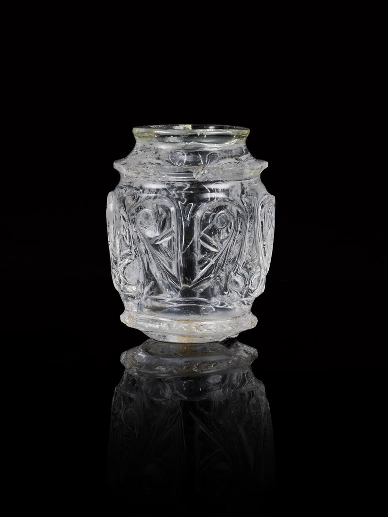 A Fatimid carved rock crystal bottle, Egypt, late 10th-early 11th century (estimate £40,000-60,000). 