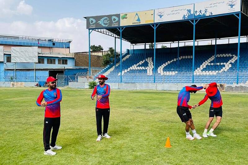 Afghanistan players train ahead of their their one-day series against Pakistan. AFP