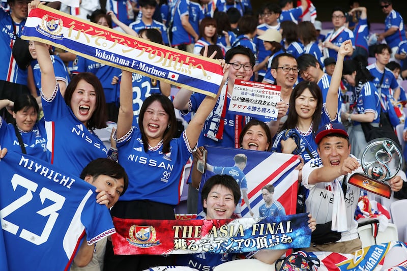 Yokohama fans in the stadium before the game.