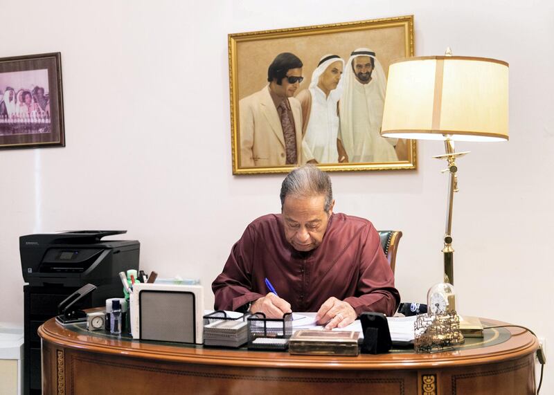 DUBAI, UNITED ARAB EMIRATES. 17 NOVEMBER 2020. 
Mohamed Zakariya, Egyptian,  in his villa in Umm Suqeim. Mohamed came to Dubai in 1962 from Cairo.

(Photo: Reem Mohammed/The National)

Reporter: ANNA ZACHARIAS
Section: 1971 NATIONAL DAY NA