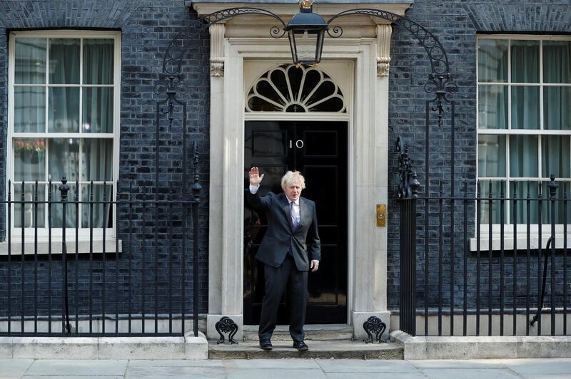 Britain's Prime Minister Boris Johnson waves as he leaves Downing Street in London, Britain, June 24, 2020. REUTERS/John Sibley
