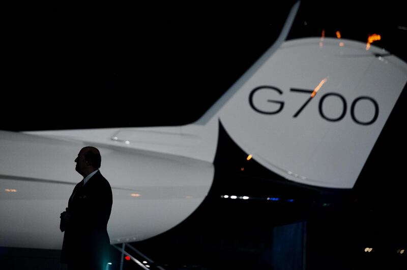 Gulfstream Aerospace Corp. President Mark Burns speaks during the unveiling of the company's new G700 business jet during a news conference at the National Business Aviation Association exhibition in Las Vegas, Nevada, US. Bloomberg