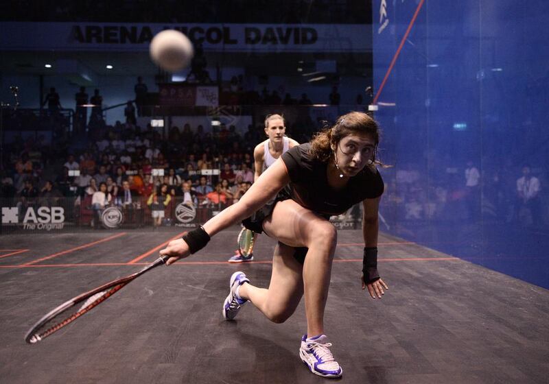 Egypt's world number one, Nour El Sherbini (seen here playing a shot at the 2016 Women's World Championship final in Bukit Jalil, Malaysia), is taking part in the first professional women's squash tournament to be hosted by Saudi Arabia. AFP