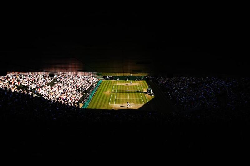 Switzerland's Roger Federer and Serbia's Novak Djokovic during their men's singles final at Wimbledon. Getty Images