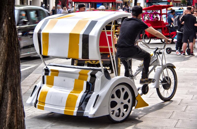 It can cost between £500 and £8,000 to buy a pedicab, depending on whether they're second-hand or electrically assisted. Shahzad Sheikh for The National