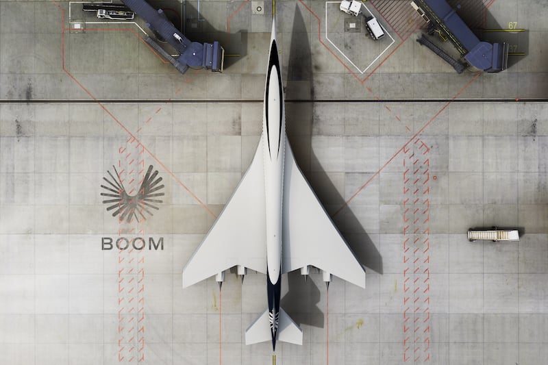 The supersonic jet has a contoured fuselage.
