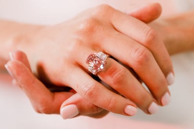 The Williamson Pink Star diamond sold for more than double its estimated value at the Sotheby's auction in Hong Kong. Photo:  Sotheby's  /  AFP
