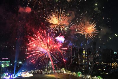 Fireworks light up the night sky in Mumbai on Sunday. AFP