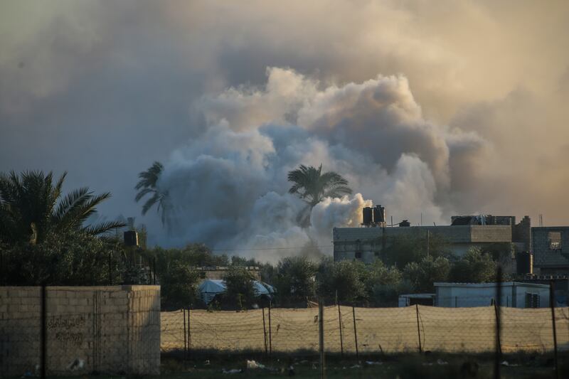 Smoke rises from the site of an explosion in Khan Younis, Gaza. Getty Images