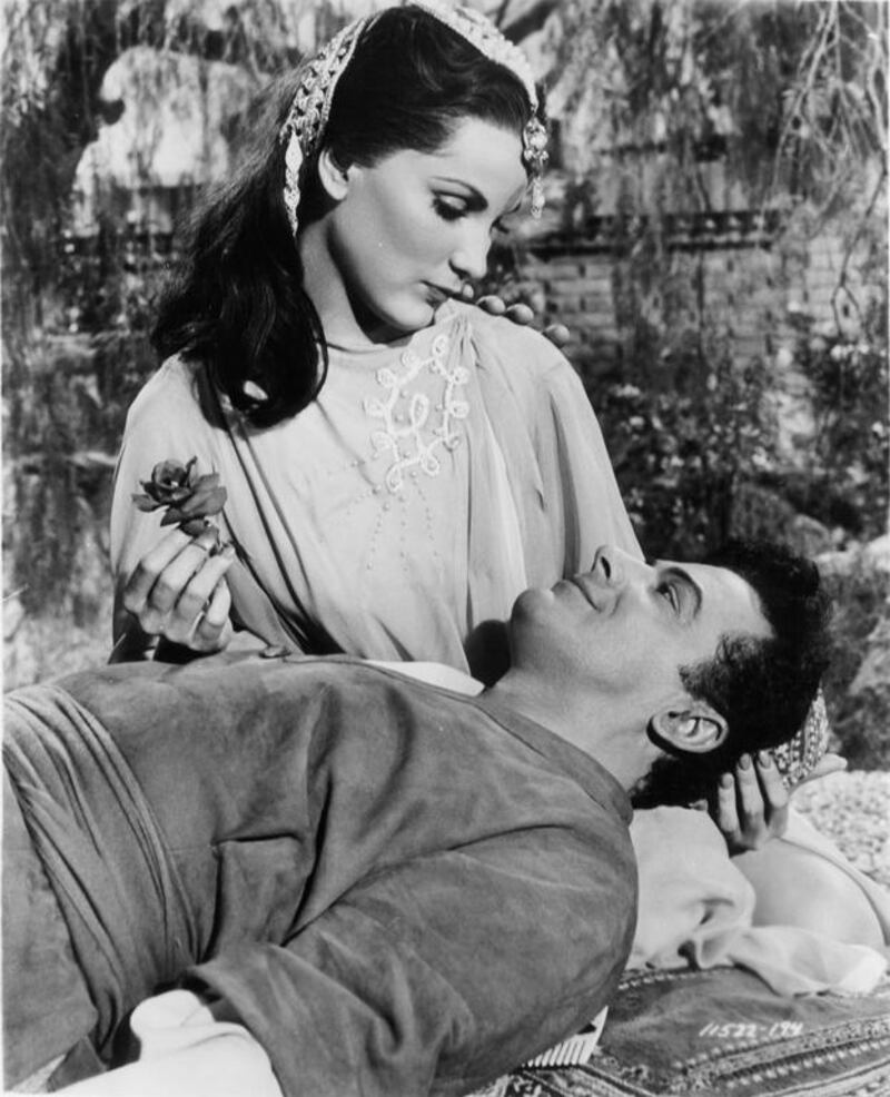 Debra Paget and Cornel Wilde as the the Persian poet Omar Khayyam in Omar Khayyam.  Paramount / Getty Images