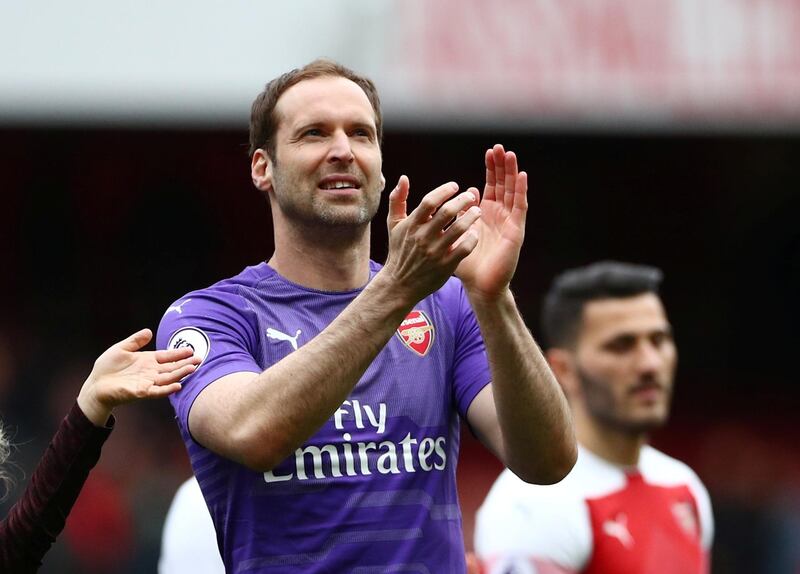 Soccer Football - Premier League - Arsenal v Brighton & Hove Albion - Emirates Stadium, London, Britain - May 5, 2019  Arsenal's Petr Cech applauds fans after the match  Action Images via Reuters/John Sibley  EDITORIAL USE ONLY. No use with unauthorized audio, video, data, fixture lists, club/league logos or "live" services. Online in-match use limited to 75 images, no video emulation. No use in betting, games or single club/league/player publications.  Please contact your account representative for further details.