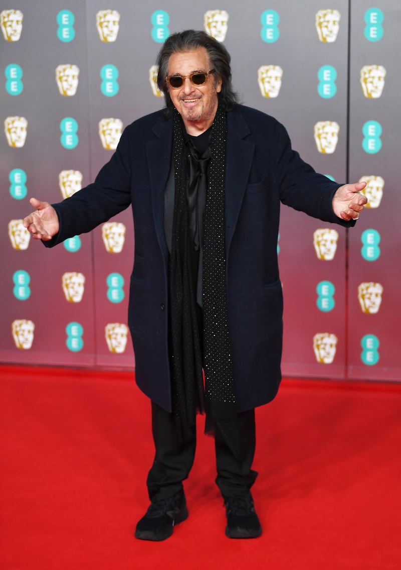 Al Pacino arrives at the 2020 EE British Academy Film Awards at London's Royal Albert Hall on Sunday, February 2. EPA