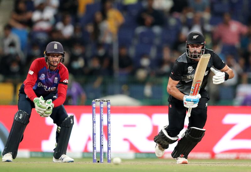 New Zealand's Daryl Mitchell played a match-winning knock in the T20 World Cup semi-final against England at the Zayed Cricket Stadium in Abu Dhabi on Wednesday, November 10, 2021. All images Chris Whiteoak / The National