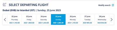 Travellers hoping to visit Istanbul this Eid will need to choose their travel date carefully to avoid high prices. Photo: flydubai screengrab