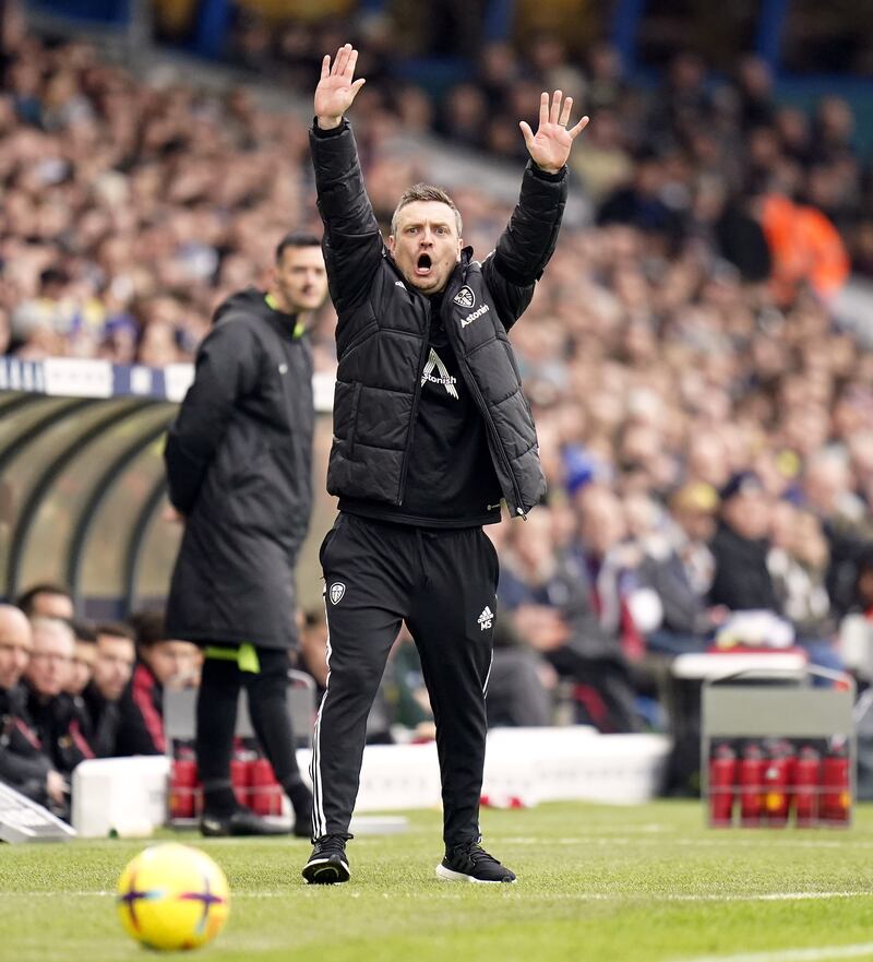 Leeds United caretaker manager Michael Skubala on the touchline. PA