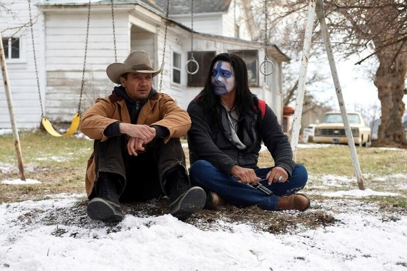 This image released by The Weinstein Company shows Jeremy Renner, left, and Gil Birmingham in a scene from "Wind River." (Fred Hayes/The Weinstein Company via AP)