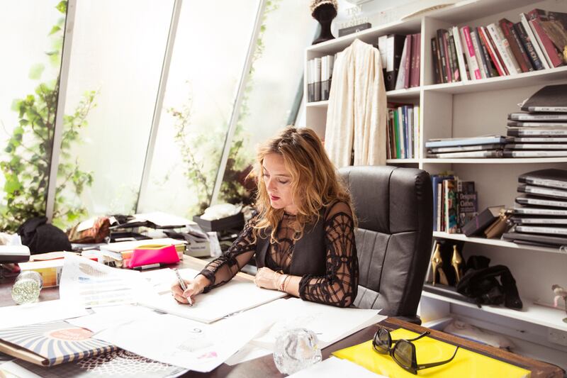 The British designer Alice Temperley spends a part of her day sketching and researching. Courtesy Temperley London, The Dubai Mall