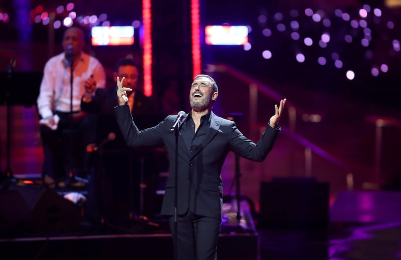 Singer Kadim Al Sahir performing as part of the Infinite Nights series at Expo 2020 Dubai. Reuters