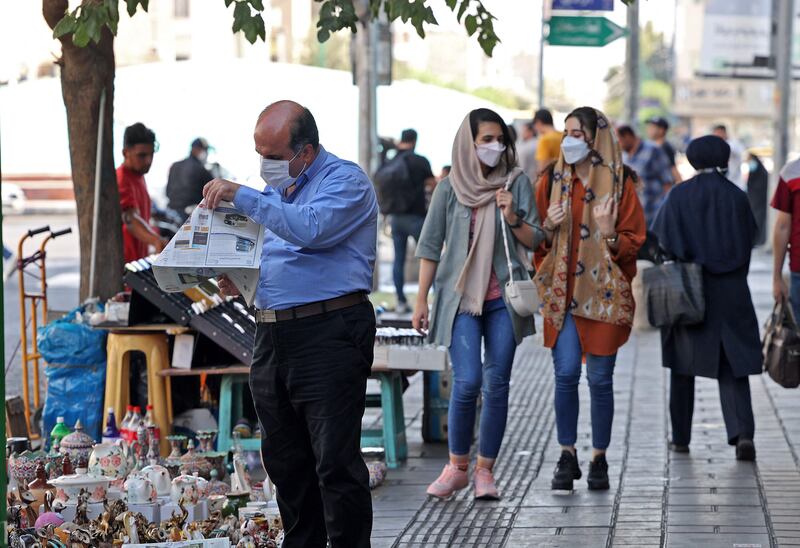 Iranians in the capital Tehran on July 7. Daily Covid-19 cases in the country almost doubled in four weeks. AFP